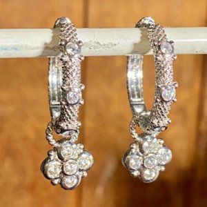 Judith Ripka CZ Studded Hoops with Charms